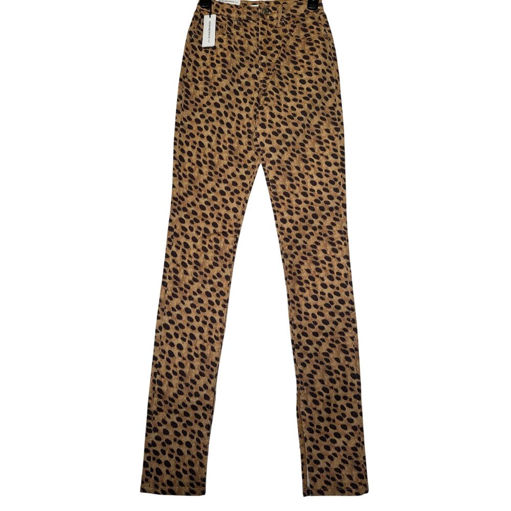 WeWoreWhat🌿Stiletto Slim Fit Jeans Leopard Cheetah Split Ankle SZ 25 NWT $168